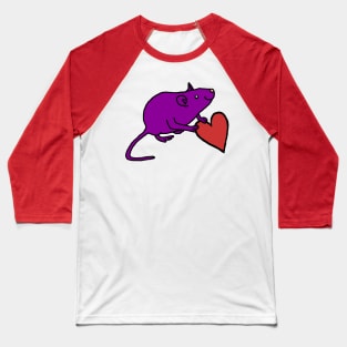 Purple Rat Holds Your Love Heart on Valentines Day Baseball T-Shirt